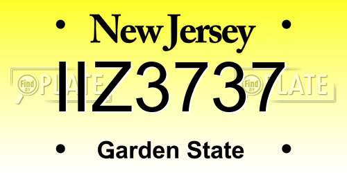 IIZ3737 New Jersey License Plate