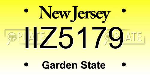IIZ5179 New Jersey License Plate