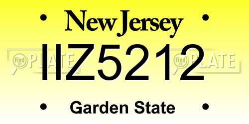 IIZ5212 New Jersey License Plate