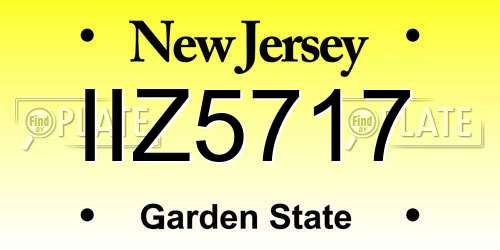 IIZ5717 New Jersey License Plate
