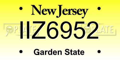 IIZ6952 New Jersey License Plate
