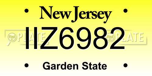 IIZ6982 New Jersey License Plate