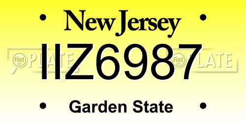 IIZ6987 New Jersey License Plate