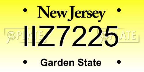 IIZ7225 New Jersey License Plate