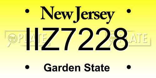 IIZ7228 New Jersey License Plate