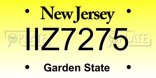 IIZ7275 New Jersey License Plate