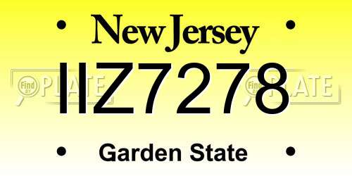 IIZ7278 New Jersey License Plate