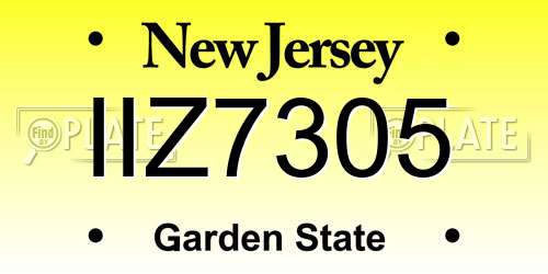 IIZ7305 New Jersey License Plate