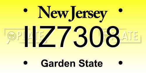 IIZ7308 New Jersey License Plate