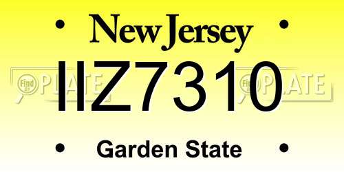 IIZ7310 New Jersey License Plate