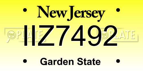 IIZ7492 New Jersey License Plate