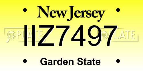 IIZ7497 New Jersey License Plate
