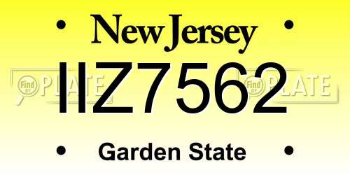 IIZ7562 New Jersey License Plate