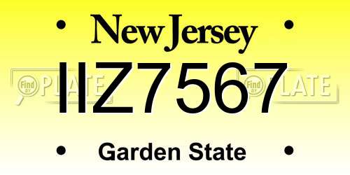 IIZ7567 New Jersey License Plate
