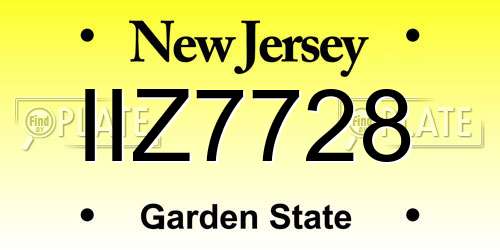 IIZ7728 New Jersey License Plate