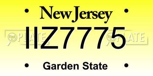 IIZ7775 New Jersey License Plate