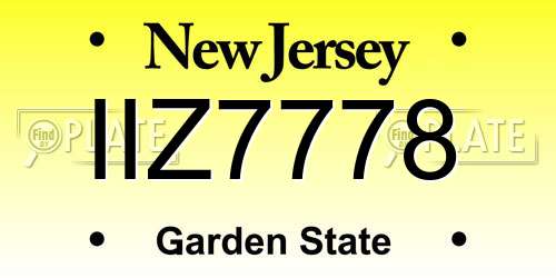 IIZ7778 New Jersey License Plate