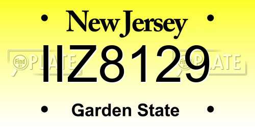 IIZ8129 New Jersey License Plate