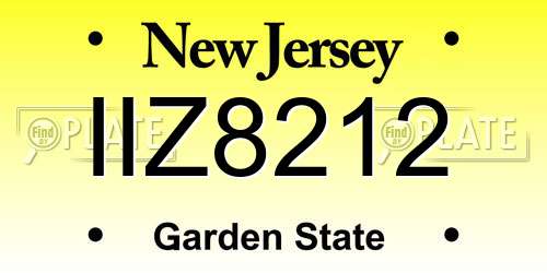IIZ8212 New Jersey License Plate