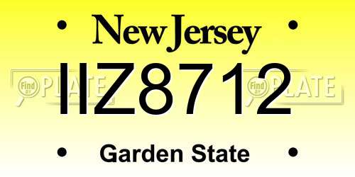 IIZ8712 New Jersey License Plate