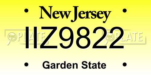 IIZ9822 New Jersey License Plate