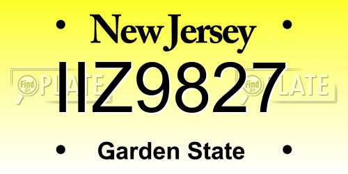 IIZ9827 New Jersey License Plate