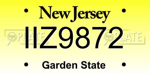 IIZ9872 New Jersey License Plate