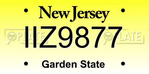IIZ9877 New Jersey License Plate
