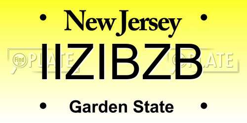 IIZIBZB New Jersey License Plate
