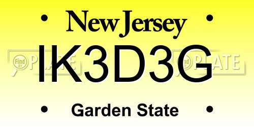 IK3D3G New Jersey License Plate