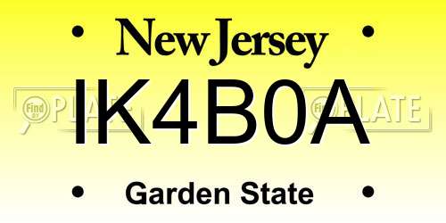 IK4B0A New Jersey License Plate