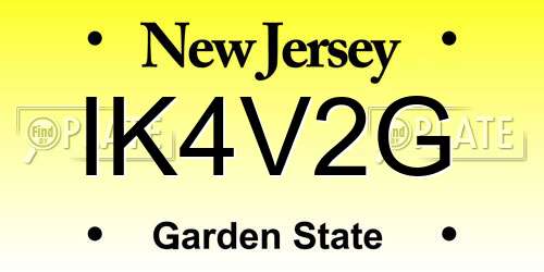 IK4V2G New Jersey License Plate