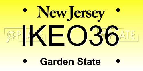 IKEO36 New Jersey License Plate
