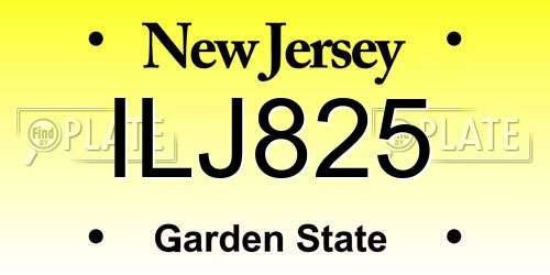 ILJ825 New Jersey License Plate