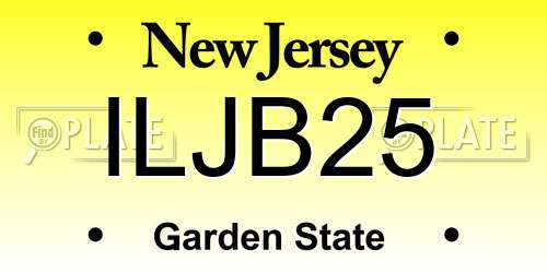 ILJB25 New Jersey License Plate