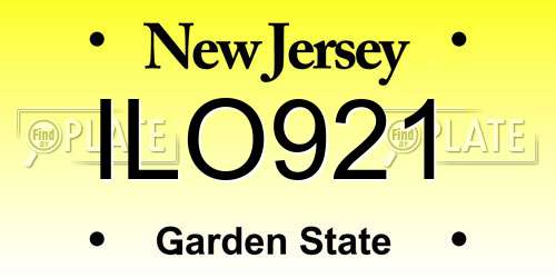 ILO921 New Jersey License Plate
