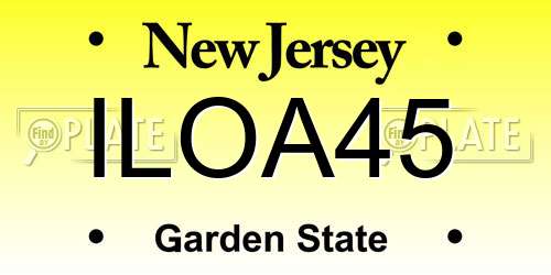 ILOA45 New Jersey License Plate