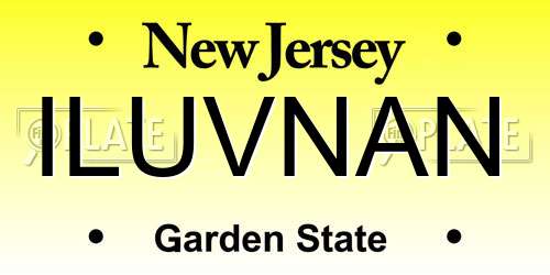 ILUVNAN New Jersey License Plate