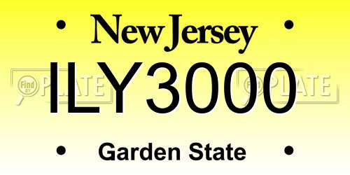 ILY3000 New Jersey License Plate