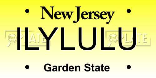 ILYLULU New Jersey License Plate