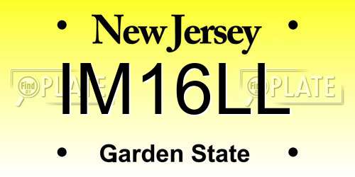 IM16LL New Jersey License Plate