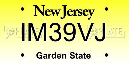 IM39VJ New Jersey License Plate