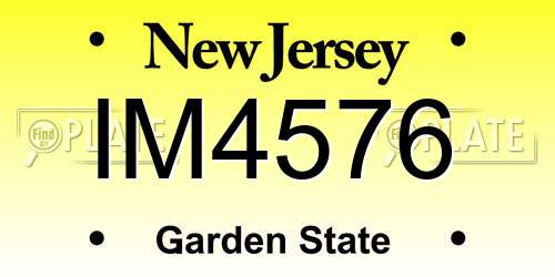 IM4576 New Jersey License Plate