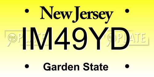 IM49YD New Jersey License Plate