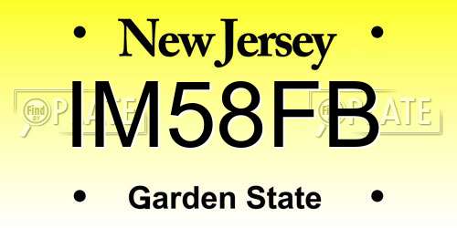IM58FB New Jersey License Plate
