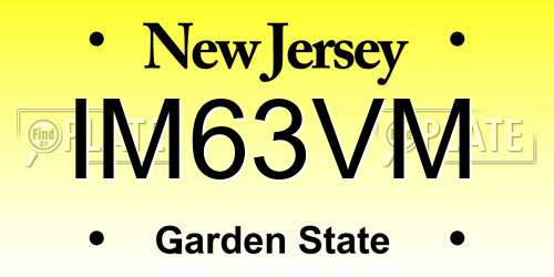 IM63VM New Jersey License Plate