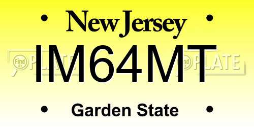 IM64MT New Jersey License Plate