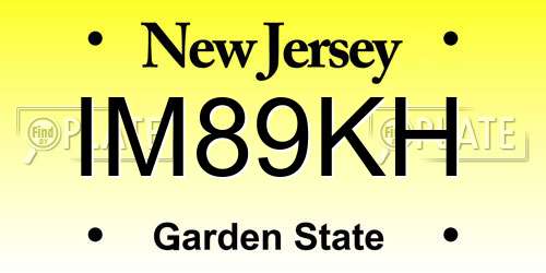 IM89KH New Jersey License Plate
