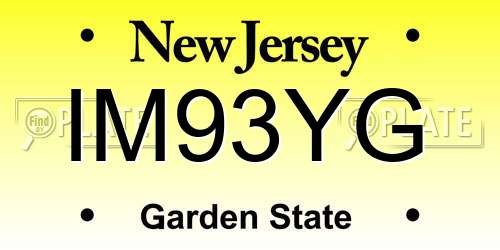 IM93YG New Jersey License Plate