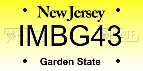 IMBG43 New Jersey License Plate